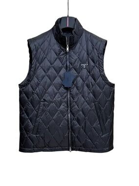 Prada Black Quilted Diamond-Pattern Vest
